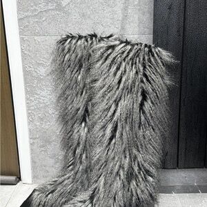 CHANEL Gray Over the Knee Boots